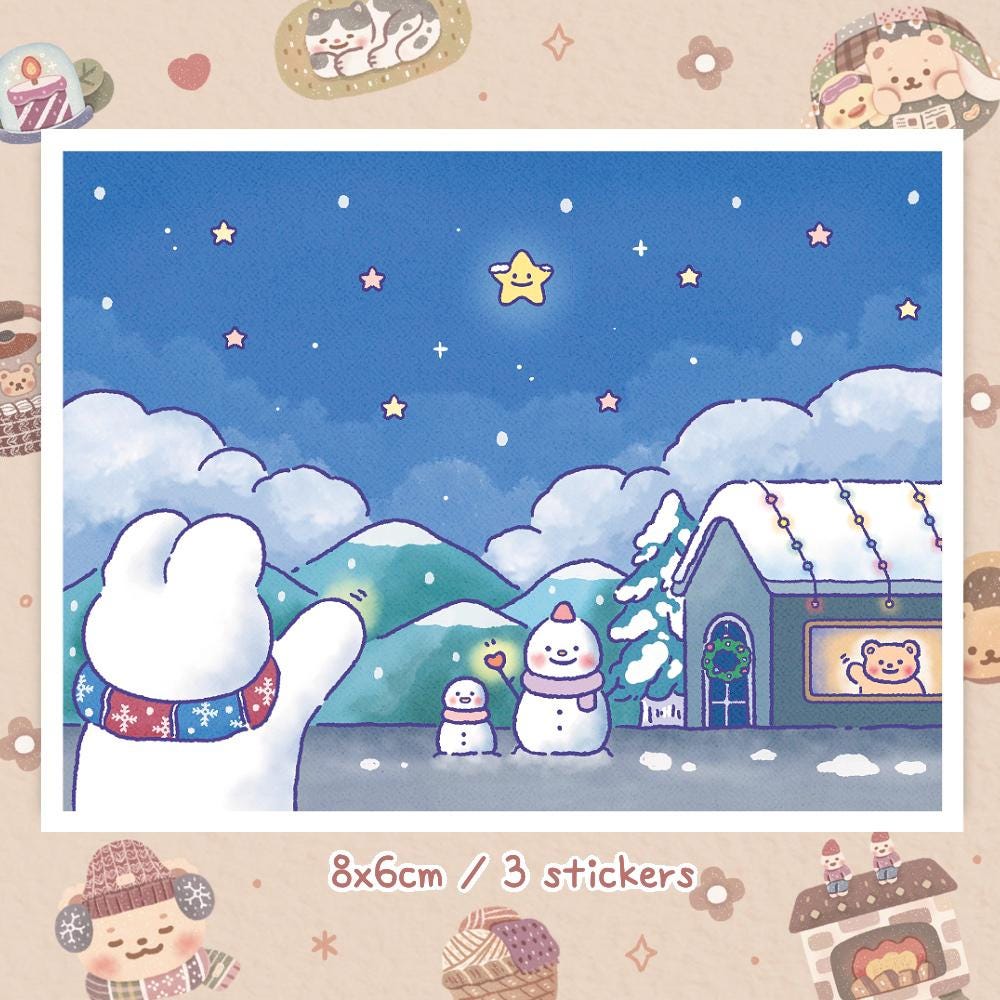 12枚のかわいいイラスト背景シール