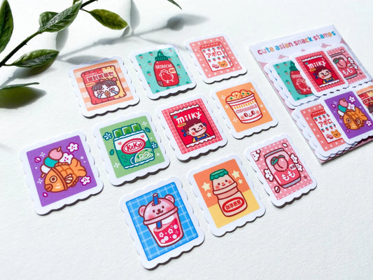 10 Asian Snack Stamps Sticker Pack