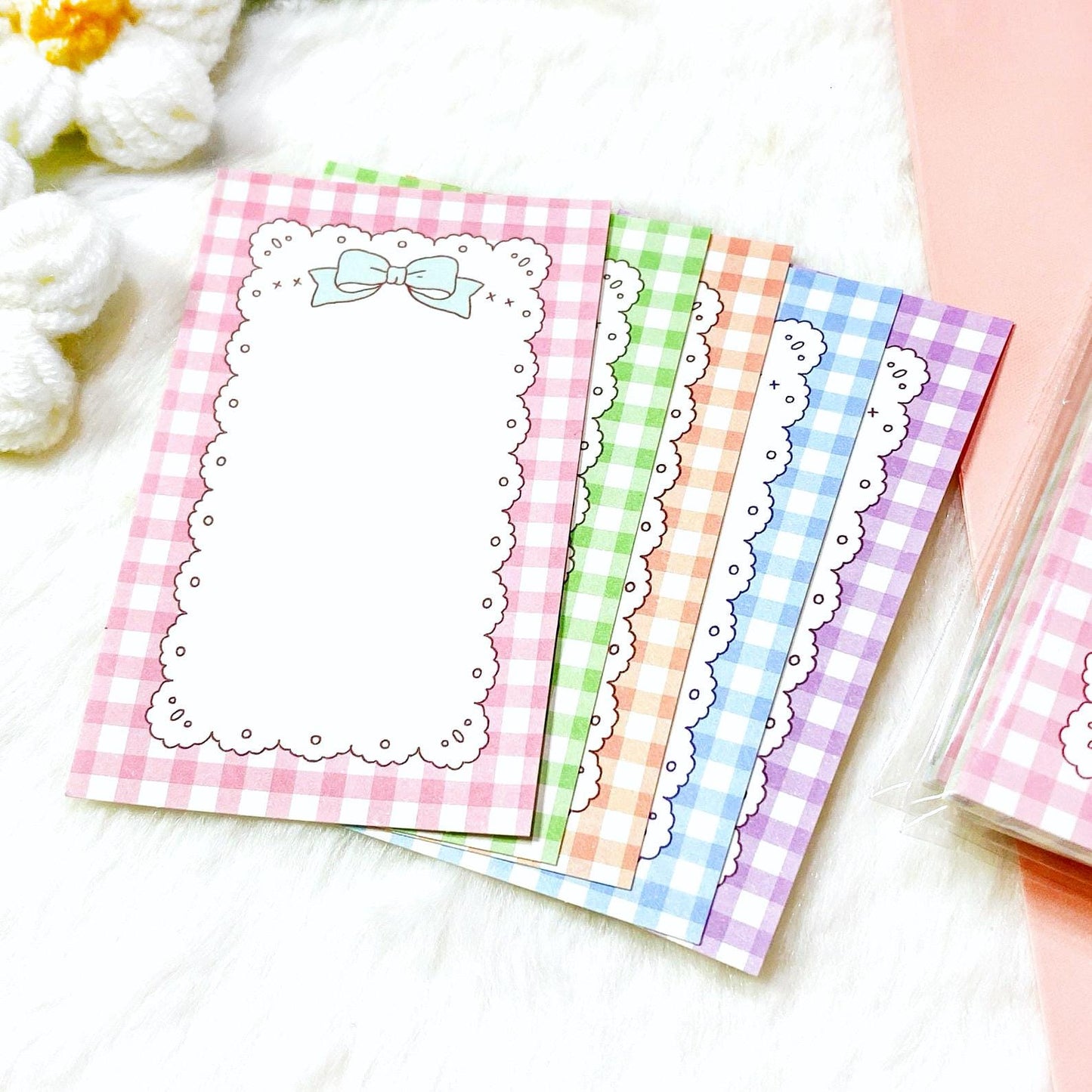 20 Scrapbook Sticker Set – Checked & Ribbon