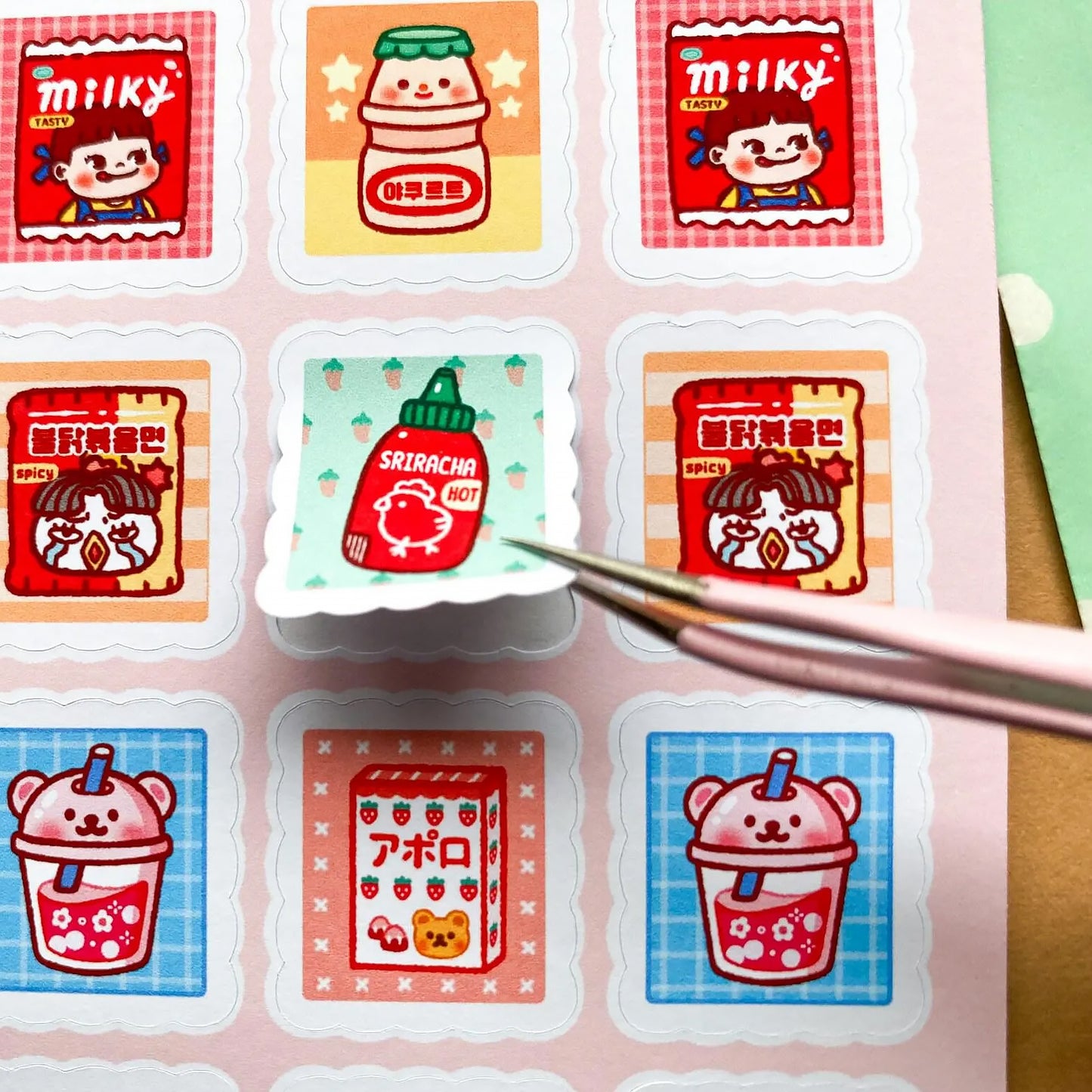 Asian Snack Stamps Sticker Sheet