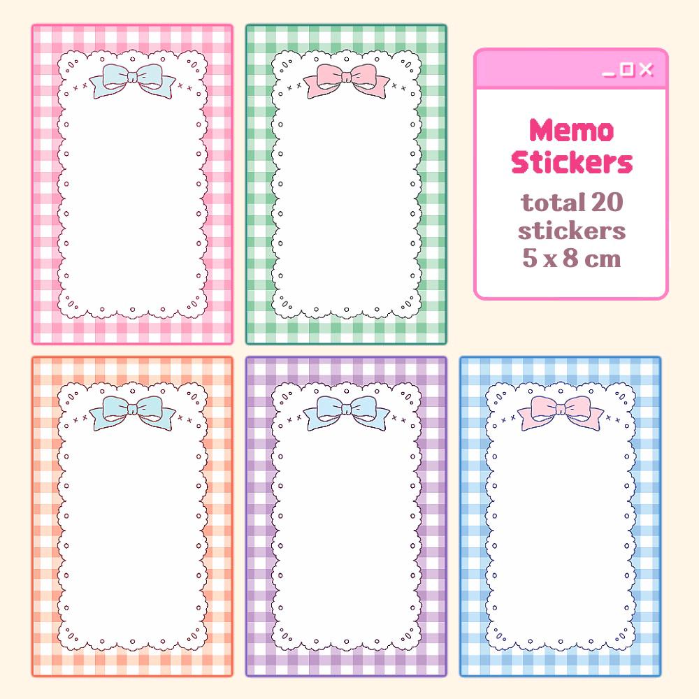 20 Scrapbook Sticker Set – Checked & Ribbon