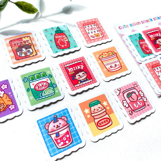 10 Asian Snack Stamps Sticker Pack