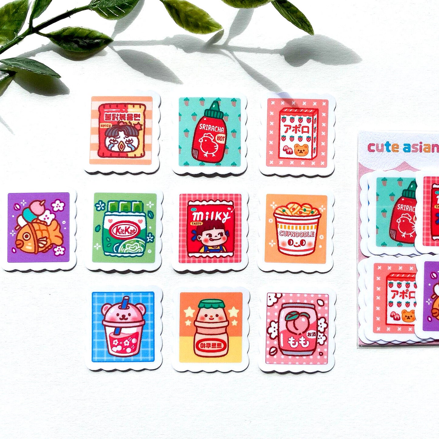 10 Asian Snack Stamps Sticker Pack