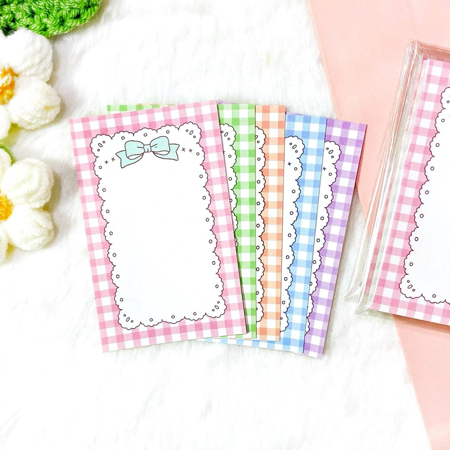 20 Scrapbook Sticker Set – Checked & Ribbon