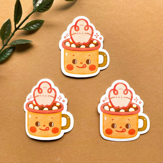 Kawaii Marshmallow Mug Vinyl Sticker
