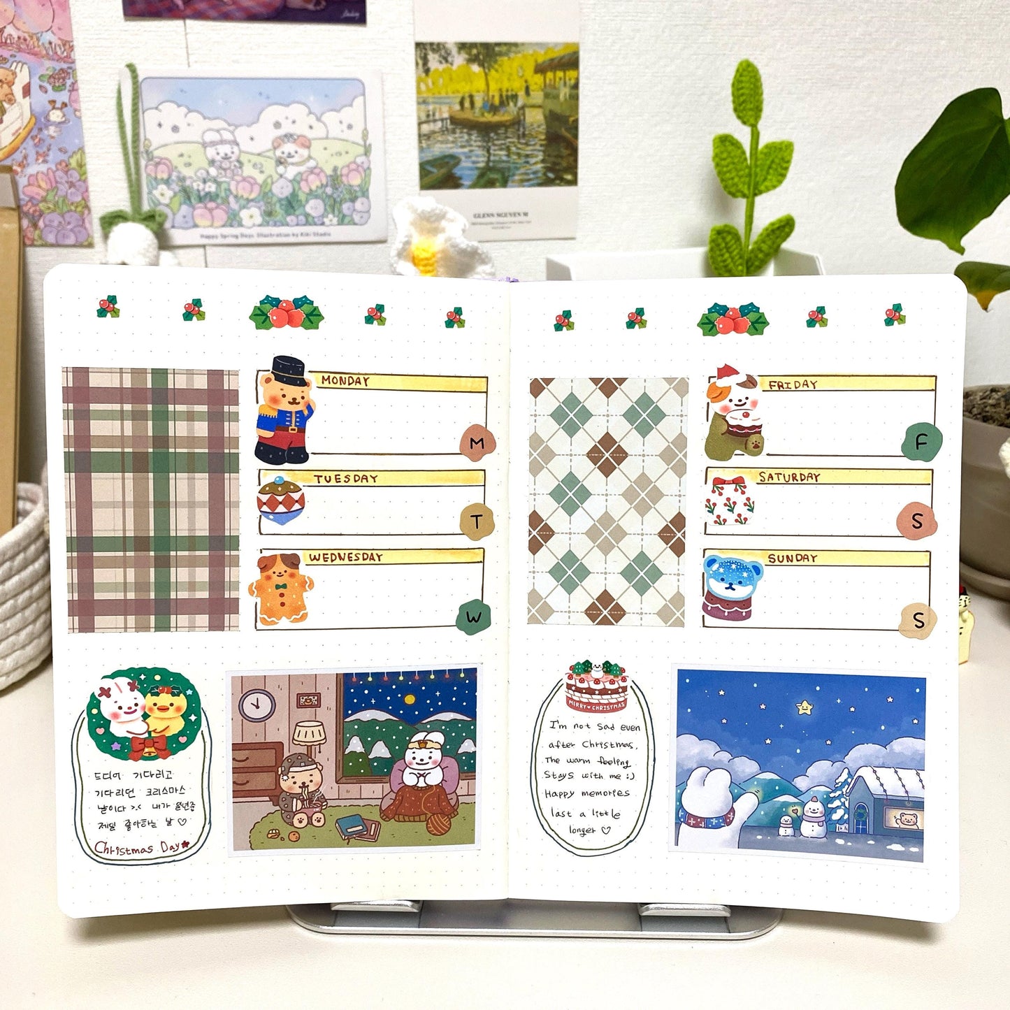 20 Scrapbook Sticker Set – Muted Earthy Checked Patterns