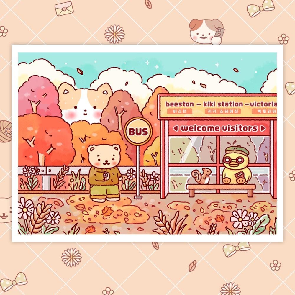 12枚のかわいいイラスト背景シール