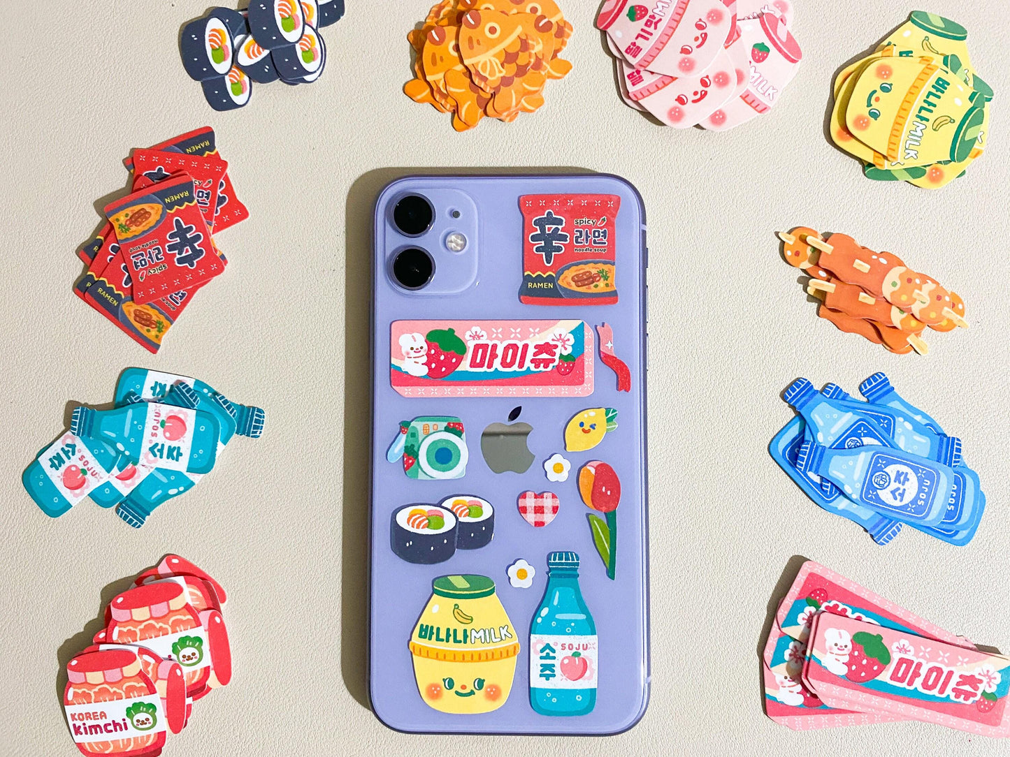 10 Korean Snacks Sticker Pack