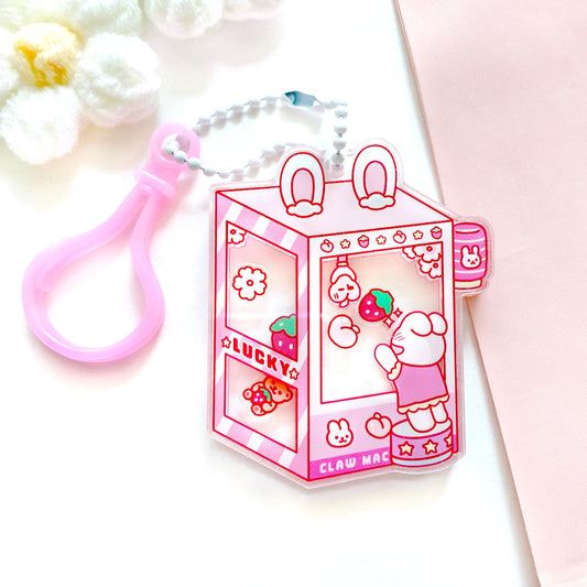Strawberry & Peach Claw Machine Keychain