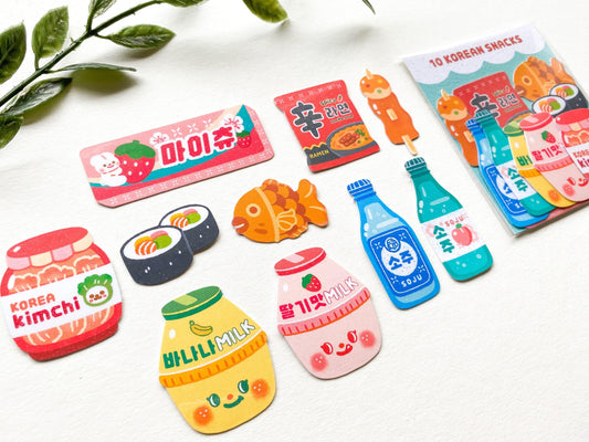 10 Korean Snacks Sticker Pack