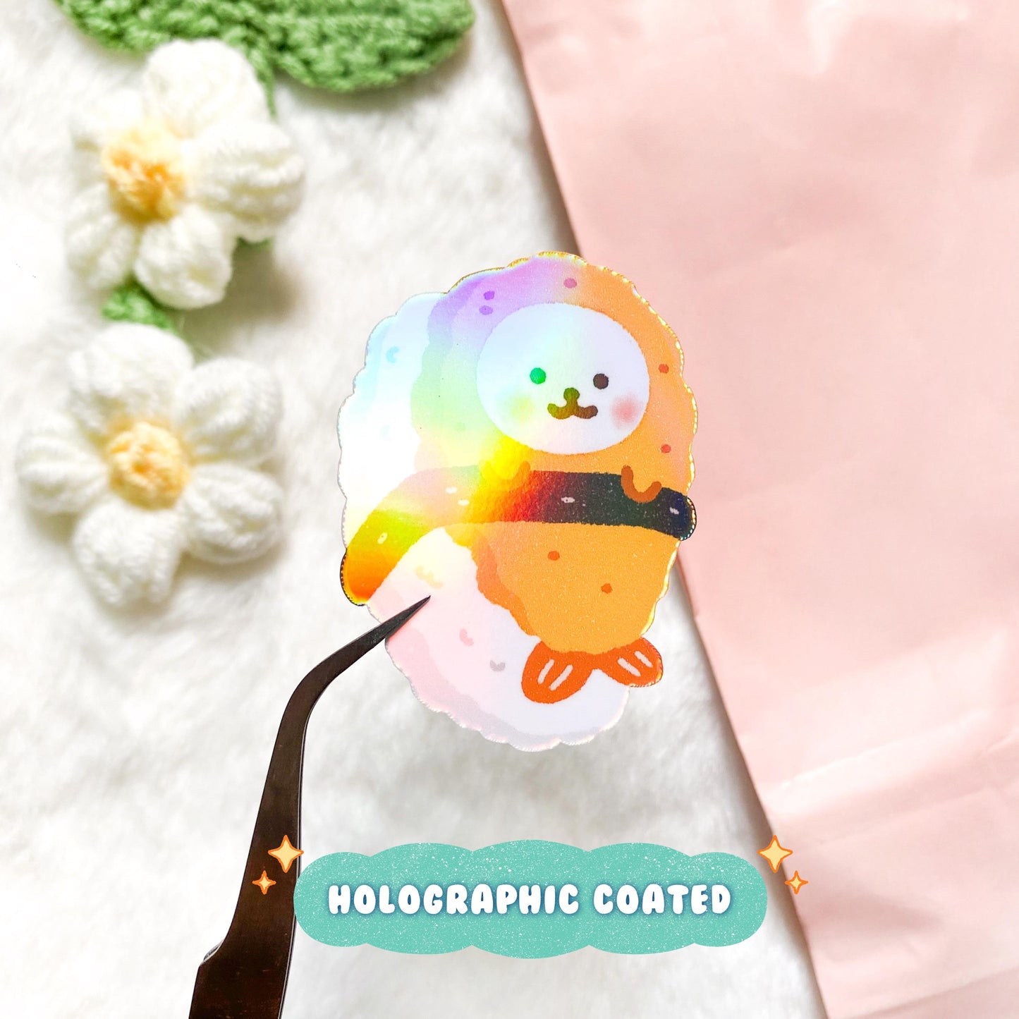 Kawaii Shrimp Sushi Vinyl Sticker