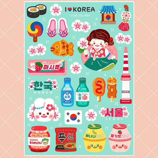 I Love Korea Sticker Sheet