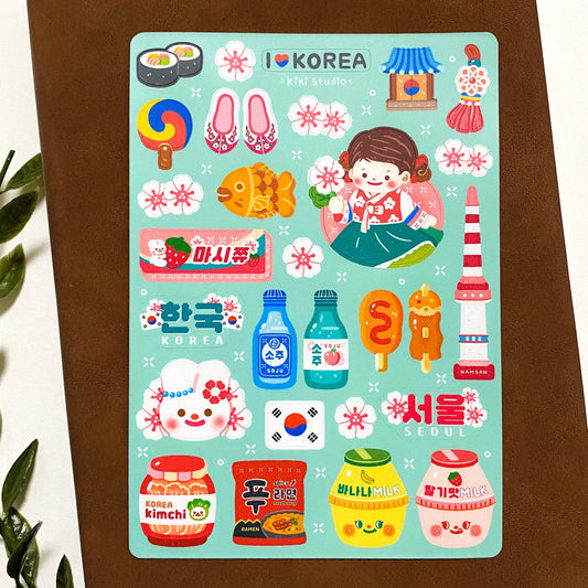 I Love Korea Sticker Sheet